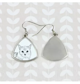 Munchkin Cat - cat earrings, hanging earrings with a picture, personalized jewelry with Art-Dog brand print.