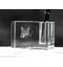 Manx Cat - Pen stand, crystal organiser with cat photo, unique desk decoration by Art-Dog brand