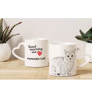 Chat Munchkin - tasse avec un chat, une tasse adorable avec une anse en forme de cœur, un cadeau universel de la marque Art-Dog