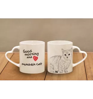 Chat Munchkin - tasse avec un chat, une tasse adorable avec une anse en forme de cœur, un cadeau universel de la marque Art-Dog