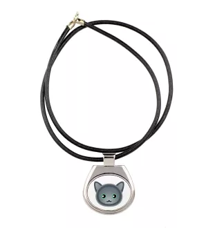 Nebelung - collier pendentif avec une illustration sur une chaîne en cuir de la marque Art-Dog