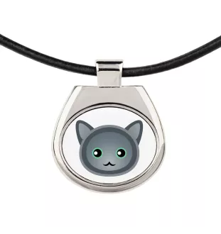 Nebelung - collier pendentif avec une illustration sur une chaîne en cuir de la marque Art-Dog