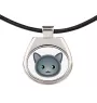 Nebelung - collier pendentif avec une illustration sur une chaîne en cuir de la marque Art-Dog