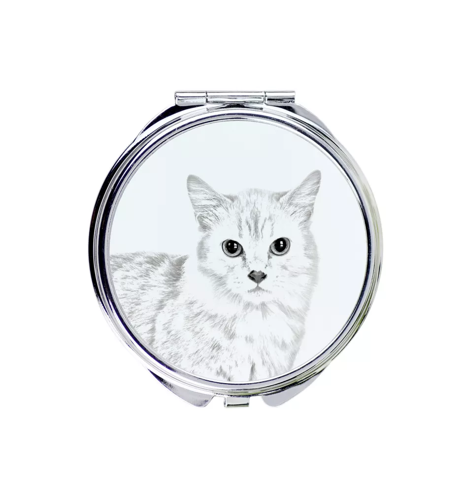 Munchkin Katze - Taschenspiegel mit Katze, personalisierter Taschenspiegel, kompakter Spiegel mit Art-Dog-Logo