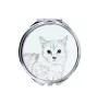 Chat Munchkin - miroir de poche avec un chat, miroir personnalisé pour sac à main, miroir compact avec impression de la marque Art-Dog