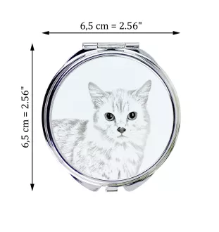 Munchkin Katze - Taschenspiegel mit Katze, personalisierter Taschenspiegel, kompakter Spiegel mit Art-Dog-Logo