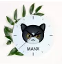 Manx - MDF clock with graphics and the Art-Dog brand name
