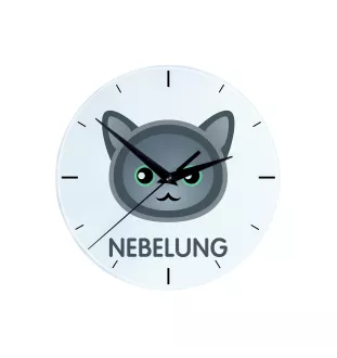 Nebelung - horloge MDF avec graphisme et logo de la marque Art-Dog