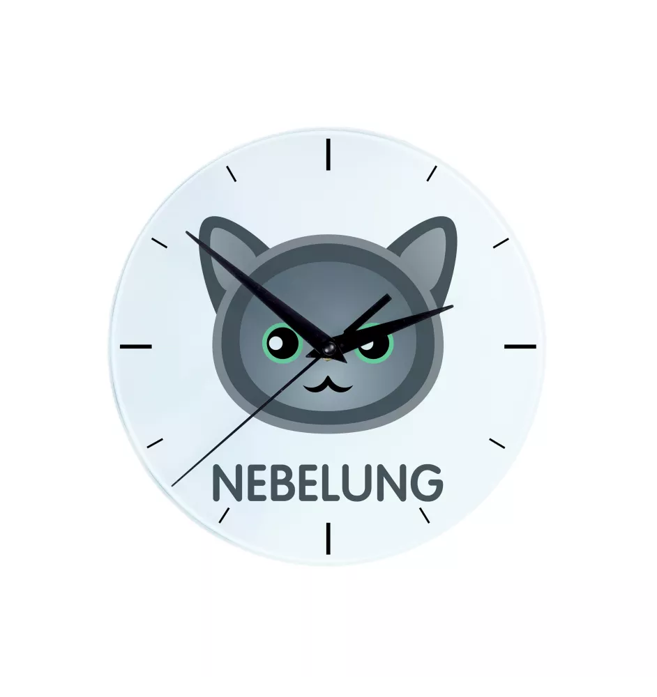 Nebelung - MDF-Uhr mit Grafik und Logo der Marke Art-Dog