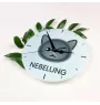 Nebelung - horloge MDF avec graphisme et logo de la marque Art-Dog