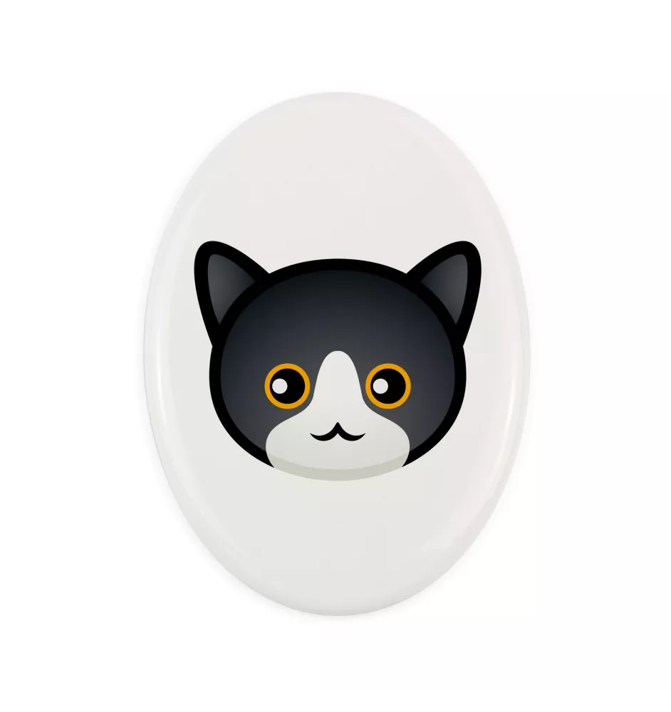 Manx - ceramic tombstone plaque with graphics and inscription by Art-Dog brand