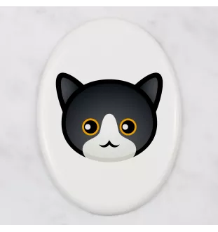 Manx - ceramic tombstone plaque with graphics and inscription by Art-Dog brand