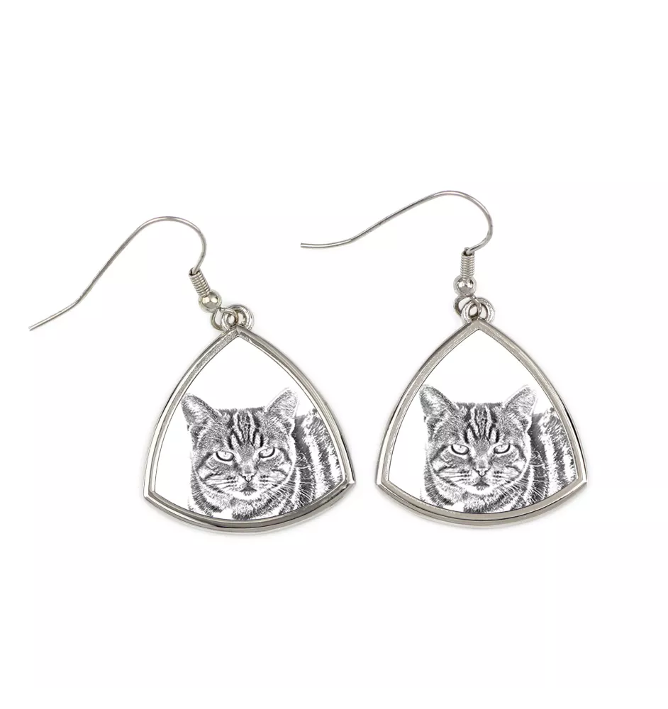 Manx-Katze - Katzenohrringe, hängende Ohrringe mit Bild, personalisierter Schmuck mit dem Aufdruck der Marke Art-Dog