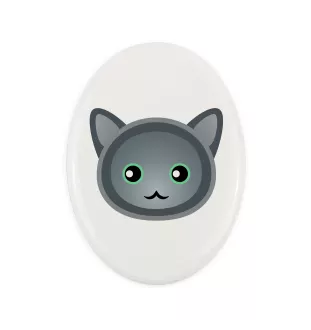 Nebelung - Grabplatte aus Keramik mit Grafik und Schriftzug der Marke Art-Dog