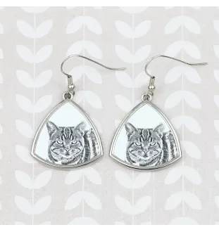 Chat Manx - boucles d'oreilles avec un chat, boucles d'oreilles pendantes avec une image, bijoux personnalisés avec l'impression de la marque Art-Dog