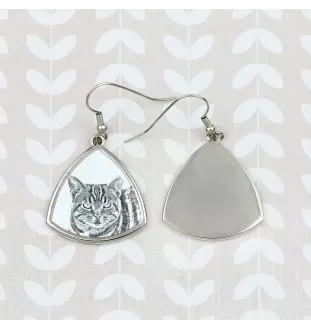 Manx Cat - cat earrings, hanging earrings with a picture, personalized jewelry with Art-Dog brand print.