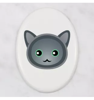 Nebelung - Grabplatte aus Keramik mit Grafik und Schriftzug der Marke Art-Dog