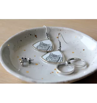 Manx-Katze - Katzenohrringe, hängende Ohrringe mit Bild, personalisierter Schmuck mit dem Aufdruck der Marke Art-Dog
