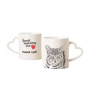 Manx Tasse mit Katze, entzückende Tasse mit herzförmigem Henkel, universelles Geschenk der Marke Art-Dog