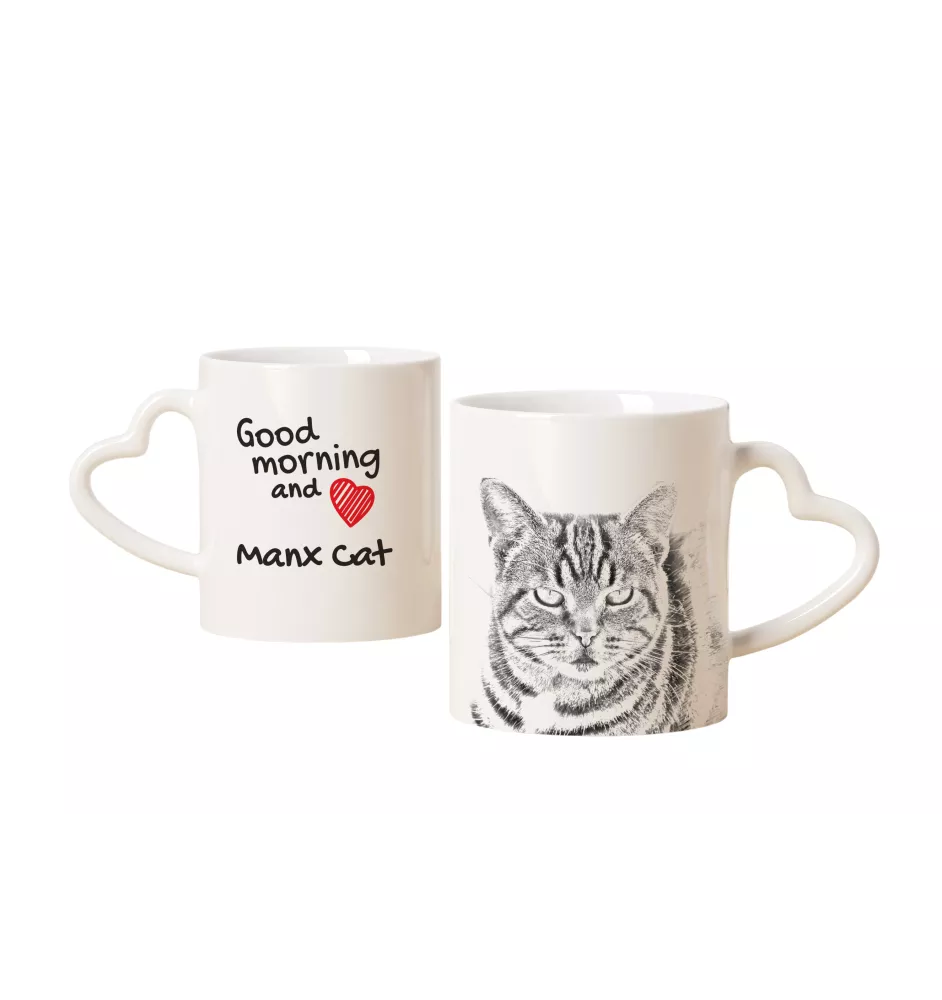 Manx - tasse avec un chat, une tasse adorable avec une anse en forme de cœur, un cadeau universel de la marque Art-Dog