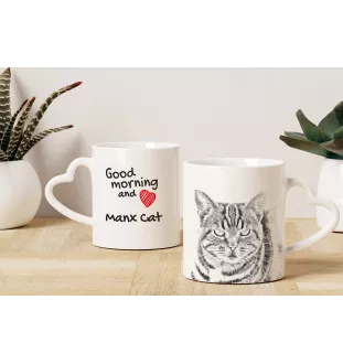 Manx - cat mug, adorable heart-shaped handle mug, universal gift from Art-Dog brand