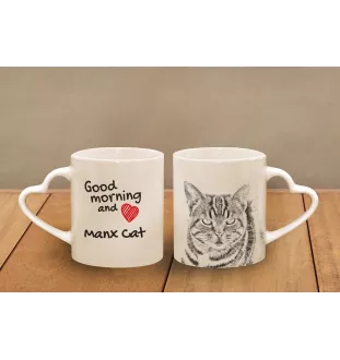 Manx - tasse avec un chat, une tasse adorable avec une anse en forme de cœur, un cadeau universel de la marque Art-Dog