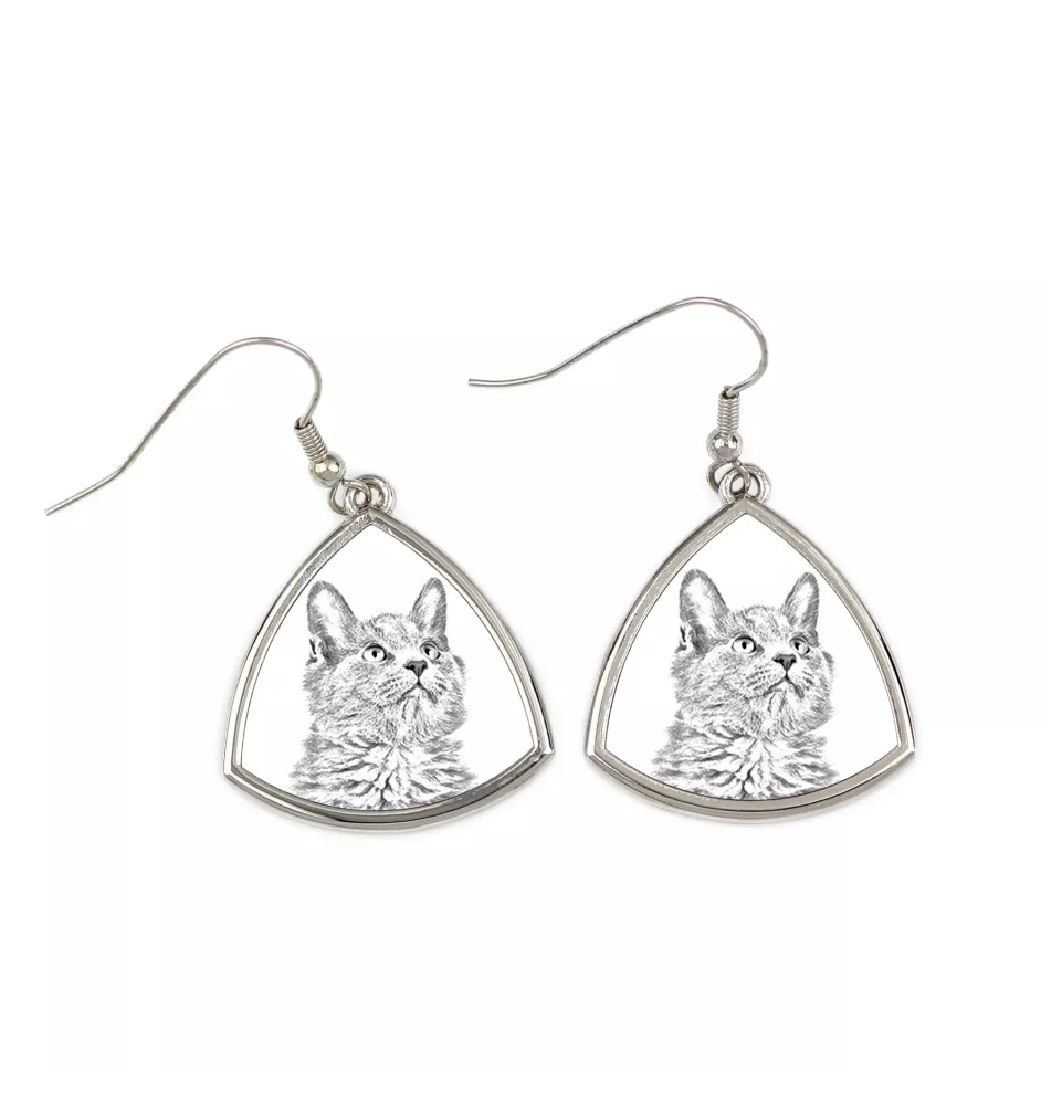Chat Nebelung - boucles d'oreilles avec un chat, boucles d'oreilles pendantes avec une image, bijoux personnalisés avec l'impression de la marque Art-Dog