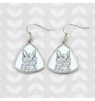 Chat Nebelung - boucles d'oreilles avec un chat, boucles d'oreilles pendantes avec une image, bijoux personnalisés avec l'impression de la marque Art-Dog