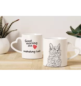 Nebelung Tasse mit Katze, entzückende Tasse mit herzförmigem Henkel, universelles Geschenk der Marke Art-Dog