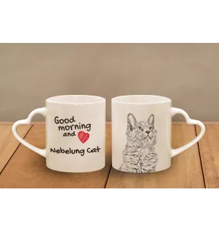 Nebelung Tasse mit Katze, entzückende Tasse mit herzförmigem Henkel, universelles Geschenk der Marke Art-Dog