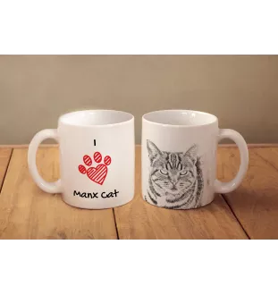 Manx - tasse avec un chat, une tasse adorable avec une illustration, un cadeau avec votre photo de la marque Art-Dog