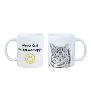 Manx - Tasse mit Katze, fröhliche Tasse für Hundefreunde, personalisiertes Geschenk der Marke Art-Dog