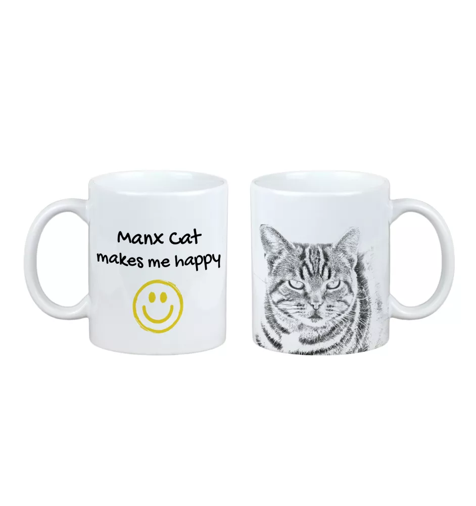 Manx - Tasse mit Katze, fröhliche Tasse für Hundefreunde, personalisiertes Geschenk der Marke Art-Dog
