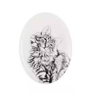 Norwegian Forest Cat - commemorative plaque with a cat photo, tombstone with a print, personalized oval plaque from the Art-Dog brand