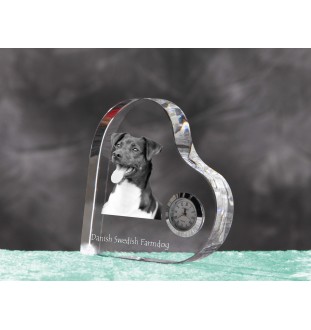Dänisch-Schwedischer Farmhund, Dansk-Svensk Gårdshund - Kristalluhr mit einem Hundebild, Herzregal-Uhr, personalisierte Standuhr der Marke Art-Dog