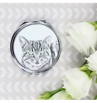 Chat Manx - miroir de poche avec un chat, miroir personnalisé pour sac à main, miroir compact avec impression de la marque Art-Dog