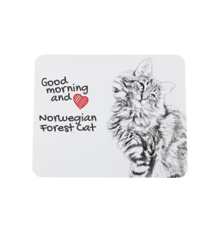 Norwegische Waldkatze - Mauspad mit Druck, personalisiertes Mauspad mit Katze, einzigartiges Gadget für Büroangestellte von Art-Dog.