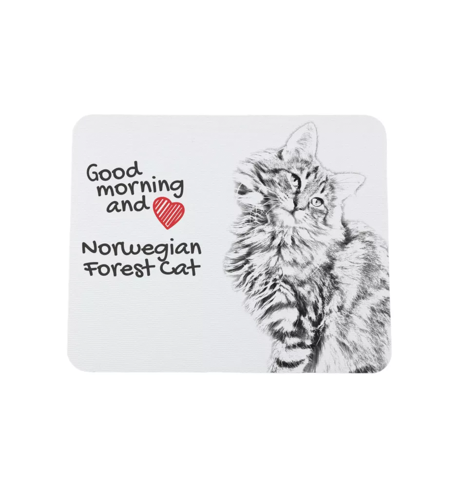 Norwegische Waldkatze - Mauspad mit Druck, personalisiertes Mauspad mit Katze, einzigartiges Gadget für Büroangestellte von Art-Dog.