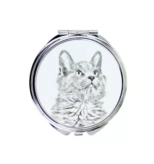 Nebelung Katze - Taschenspiegel mit Katze, personalisierter Taschenspiegel, kompakter Spiegel mit Art-Dog-Logo