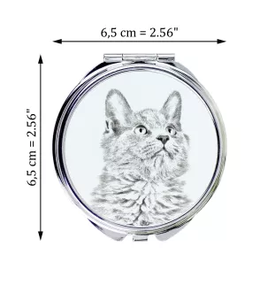 Nebelung Katze - Taschenspiegel mit Katze, personalisierter Taschenspiegel, kompakter Spiegel mit Art-Dog-Logo