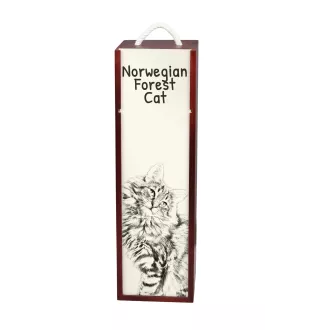 Norwegian Forest Cat - wine box with a cat, alcohol box with graphics, personalized gift box from the Art-Dog brand