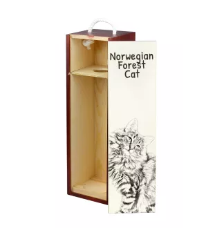 Norwegian Forest Cat - wine box with a cat, alcohol box with graphics, personalized gift box from the Art-Dog brand