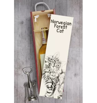 Norwegian Forest Cat - wine box with a cat, alcohol box with graphics, personalized gift box from the Art-Dog brand