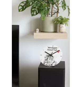 Norwegische Waldkatze - Wanduhr mit Katze, Regal Uhr mit Druck, personalisierte Hausdekoration von Art-Dog.