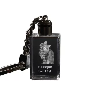 Norwegian Forest - Crystal pendant with cat photo, illuminated pendant, unique gift by Art-Dog brand