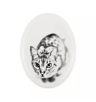 Ocicat - commemorative plaque with a cat photo, tombstone with a print, personalized oval plaque from the Art-Dog brand