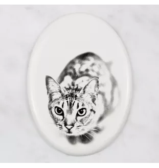 Ocicat - commemorative plaque with a cat photo, tombstone with a print, personalized oval plaque from the Art-Dog brand