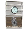 Norwegian Forest Cat - glass clock with a photo, photo of a cat in crystal, personalized standing office clock by Art-Dog brand