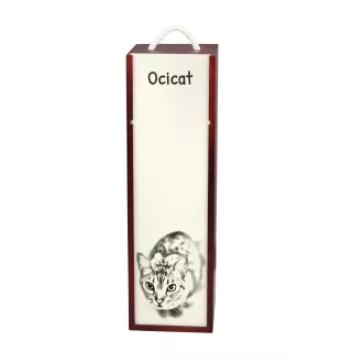 Ocicat - boîte à vin avec un chat, boîte à alcool avec une illustration, boîte personnalisée pour cadeau de la marque Art-Dog