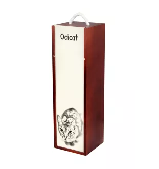 Ocicat - boîte à vin avec un chat, boîte à alcool avec une illustration, boîte personnalisée pour cadeau de la marque Art-Dog